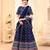 Navy-blue digital printed art Silk Bridal Lehenga