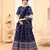 Navy-blue digital printed art silk bridal lehenga