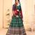 Green digital printed art silk bridal lehenga