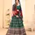 Green digital printed art silk bridal lehenga