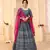 Grey digital printed art silk bridal lehenga