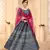 Grey digital printed art silk bridal lehenga