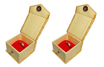 Atorakushon   Satin Golden Ring Box Jewellery Box Chain Box Wediing Organiser  Vanity Box Travelling Box 2 PCS {GOLD} 1