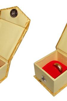 Atorakushon   Satin Golden Ring Box Jewellery Box Chain Box Wediing Organiser  Vanity Box Travelling Box 2 PCS {GOLD}