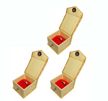 Atorakushon   Satin Golden Ring Box Jewellery Box Chain Box Wediing Organiser  Vanity Box Travelling Box 3PCS {GOLD} 1