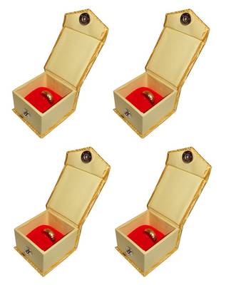 Atorakushon   Satin Golden Ring Box Jewellery Box Chain Box Wediing Organiser  Vanity Box Travelling Box 4PCS {GOLD} 1