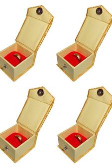 Atorakushon   Satin Golden Ring Box Jewellery Box Chain Box Wediing Organiser  Vanity Box Travelling Box 4PCS {GOLD}