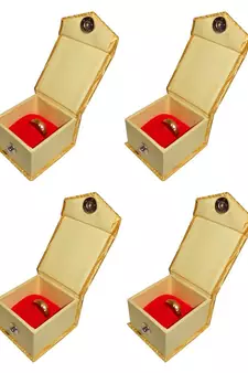 Atorakushon   Satin Golden Ring Box Jewellery Box Chain Box Wediing Organiser  Vanity Box Travelling Box 4PCS {GOLD}