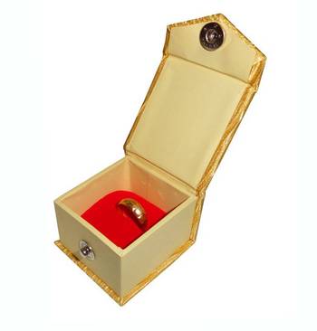 Atorakushon   Satin Golden Ring Box Jewellery Box Chain Box Wediing Organiser  Vanity Box Travelling Box 6 PCS {GOLD} 3
