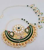 Designer kundan pearl stone bridal wedding nose ring indian style nath with pearl line
