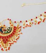  Designer kundan pearl stone bridal wedding Peacock nose ring indian style nath with pearl line