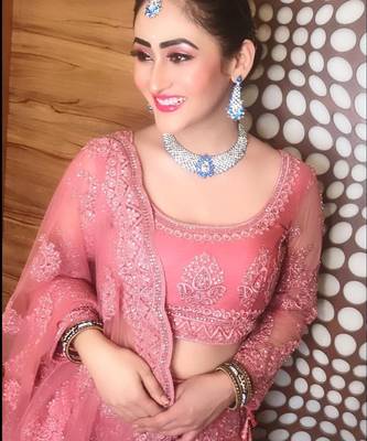 Dark Pink Designer Wedding Wear Embroidery Lehenga 6