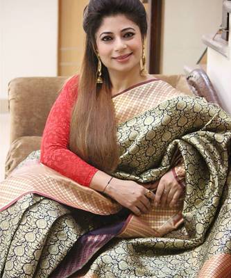 Blue woven silk blend  saree with blouse 1