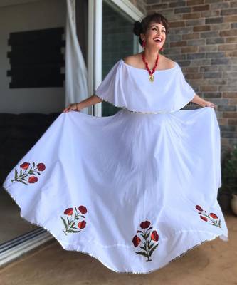 White Mughal Skirt Top Set  (Set of 2) 3