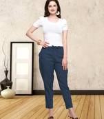 Blue plain cotton trousers