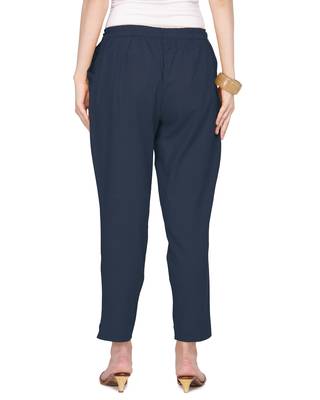 Blue plain cotton trousers 2