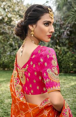 Pink embroidered silk semi stitched lehenga 3