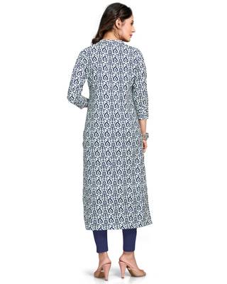 White printed cotton ethnic-kurtis 2