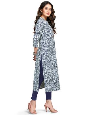 White printed cotton ethnic-kurtis 3