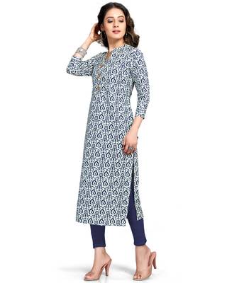White printed cotton ethnic-kurtis 4