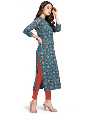 Blue printed cotton ethnic-kurtis 3