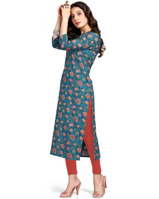 Blue printed cotton ethnic-kurtis 4