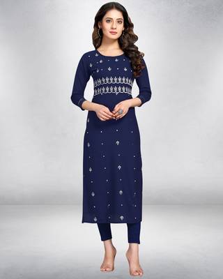 Blue printed cotton ethnic-kurtis 1