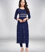 Blue printed cotton ethnic-kurtis