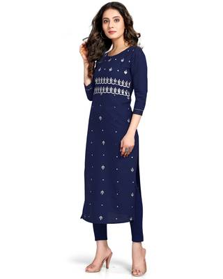 Blue printed cotton ethnic-kurtis 4