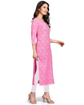 Beige printed cotton ethnic-kurtis 3