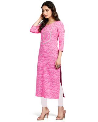 Beige printed cotton ethnic-kurtis 4