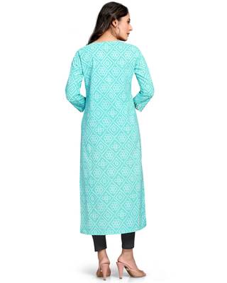 Blue printed cotton ethnic-kurtis 2
