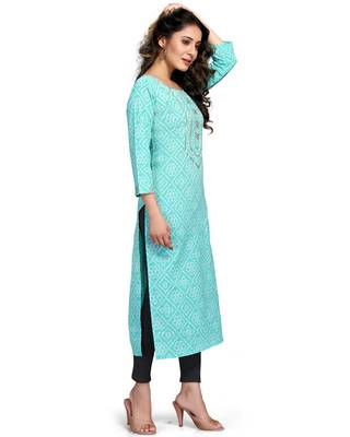 Blue printed cotton ethnic-kurtis 3