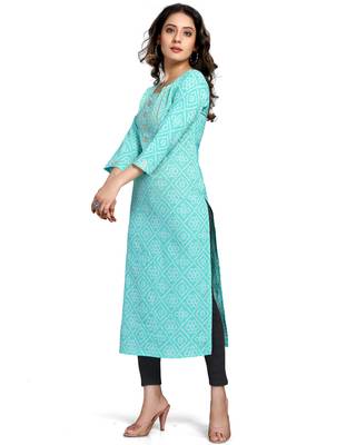 Blue printed cotton ethnic-kurtis 4