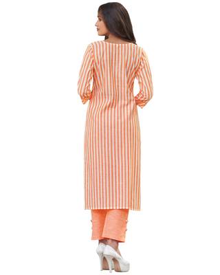 Orange printed cotton ethnic-kurtis 2