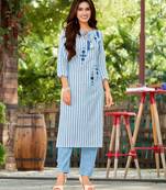 Blue printed cotton ethnic-kurtis