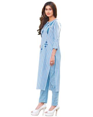 Blue printed cotton ethnic-kurtis 3