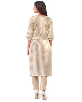 Beige printed cotton ethnic-kurtis 2
