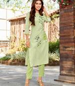 Green printed cotton ethnic-kurtis