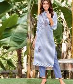 Blue printed cotton ethnic-kurtis