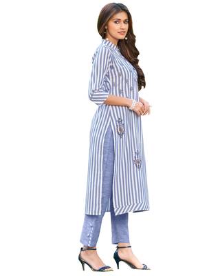 Blue printed cotton ethnic-kurtis 3