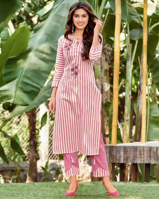 Pink printed cotton ethnic-kurtis 1