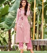 Pink printed cotton ethnic-kurtis