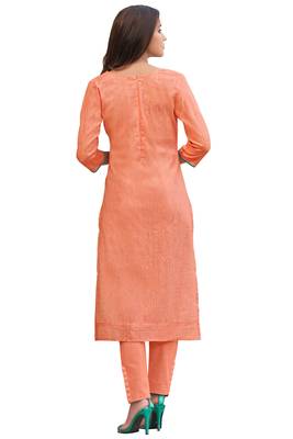 Orange printed cotton ethnic-kurtis 2