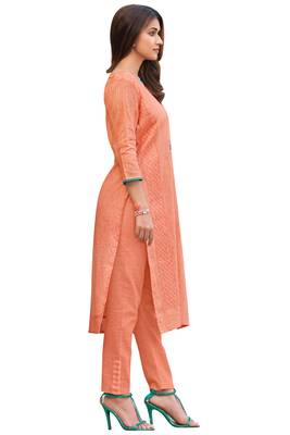 Orange printed cotton ethnic-kurtis 3