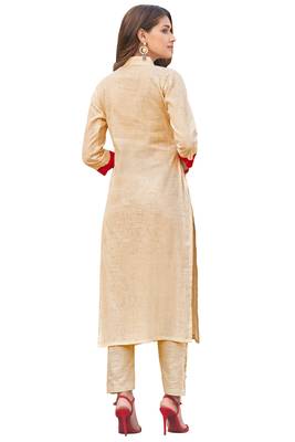 Beige printed cotton ethnic-kurtis 2