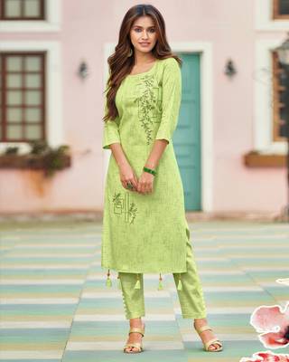 Green printed cotton ethnic-kurtis 1