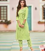 Green printed cotton ethnic-kurtis