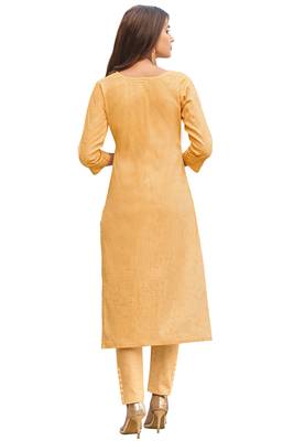 Mustard printed cotton ethnic-kurtis 2