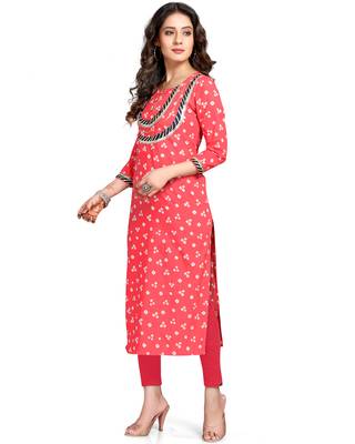 Red printed cotton ethnic-kurtis 4